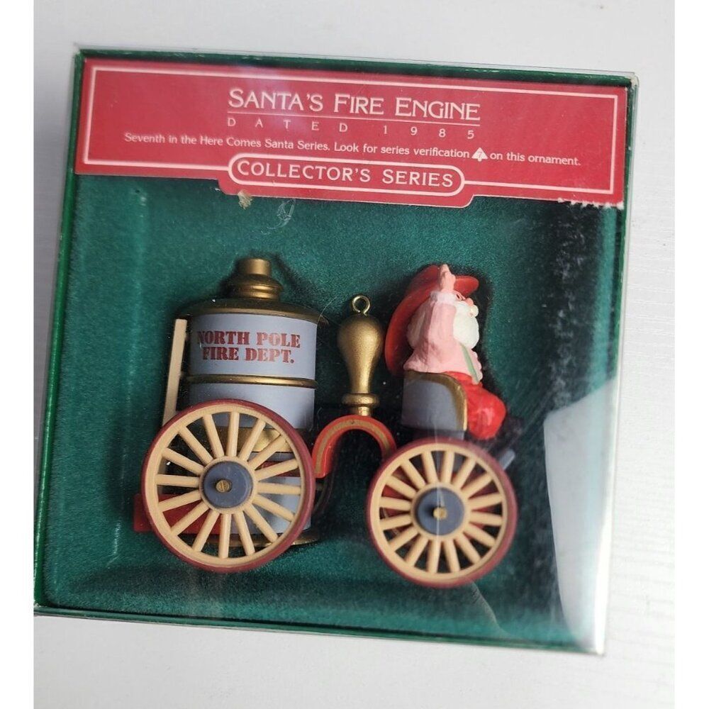 Hallmark 1985 Here Comes Santa Vintage Santa's Fire Engine Christmas Ornament